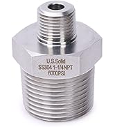 U.S. Solid 304 Stainless Steel Hex Nipple, 6000 psi High Pressure Heavy Duty Pipe Fitting (1 pc),...