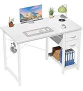 Sweetcrispy 40 Inches Computer Desk with Drawers, Home Office Writing Desk with X-Shaped Reinforc...
