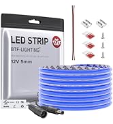 BTF-LIGHTING FCOB COB LED Strip Blue Color 5mm Width UL Listed Super Narrow Flexible Uniform Ligh...
