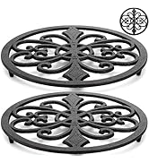 Kingrol 2-Pack Cast Iron Trivets, 8 Inch Heat-Resistant Metal Pot Holders for Hot Dishes, Protect...