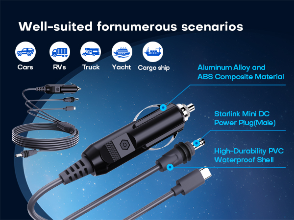 Edihia Starlink Mini Car Adapter 3-in-1 Cable 