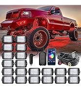 MICTUNING C3 Extensible RGBW LED Rock Lights Kit - 20 Pods Wireless Control Multi-Color Neon Unde...