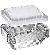 NYHI 30-Pack Heavy Duty Disposable Aluminum Oblong Foil Pans with Plastic Covers Recyclable Tin F...