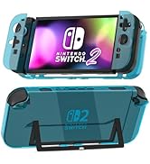 [Easy Docking Version] GLDRAM Clear Blue Case for Nintendo Switch 2 (2025), Dockable Hard Shell P...