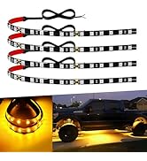 Car Led Strip Lights 12" Connectable Amber Led Light Strips for Cars Motorcycle Golf Cart Boat Ma...