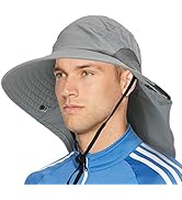 Wide Brim Sun Hat with Neck Flap, UPF50+ Hiking Safari Fishing Hat for Men Women