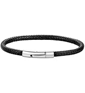 ChainsHouse Personalized Mens Leather Wrist Cuff Bracelets with Custom Beads, Waterproof Wax Rope...