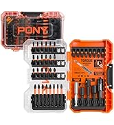 PONY 40-Piece Impact Screwdriver Bit Set with Tough Case, 1/4'' Hex S2 Steel bits, Precision-Mach...