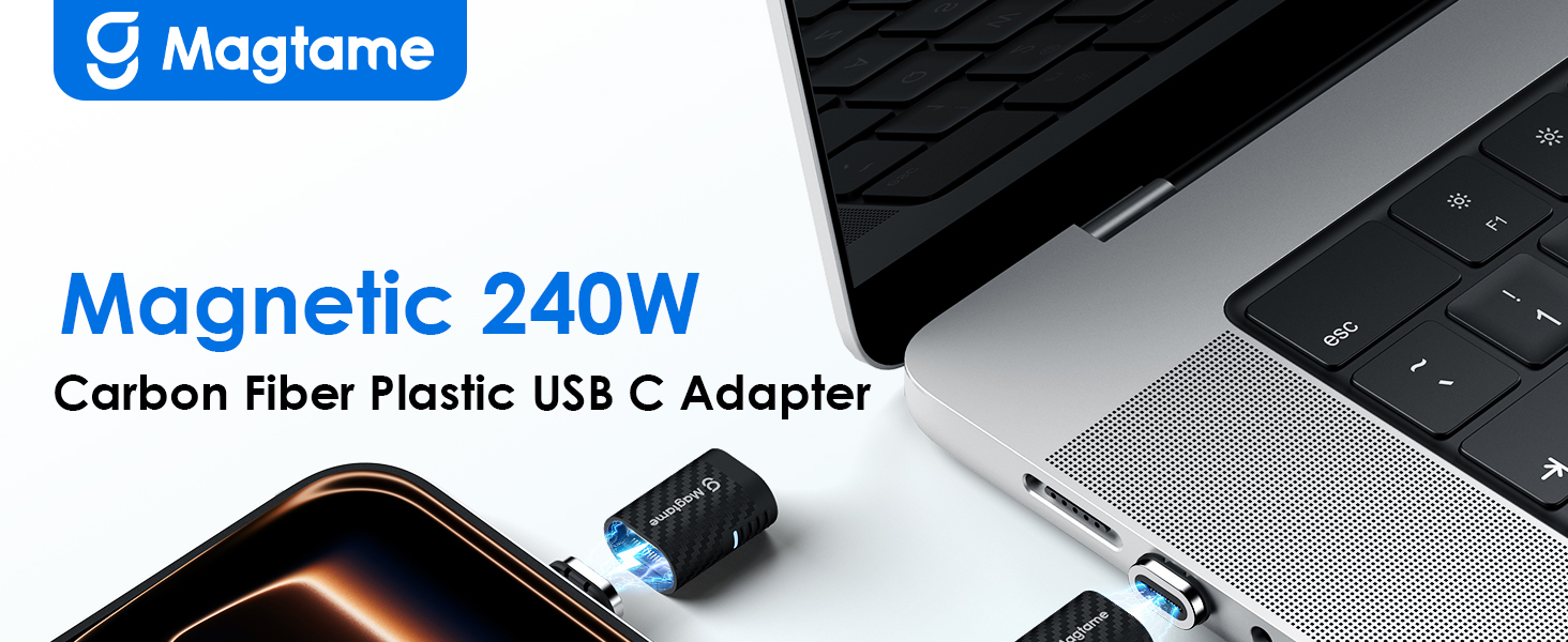 usb c to usb c adapter magnetic coiled 240w carbon fiber