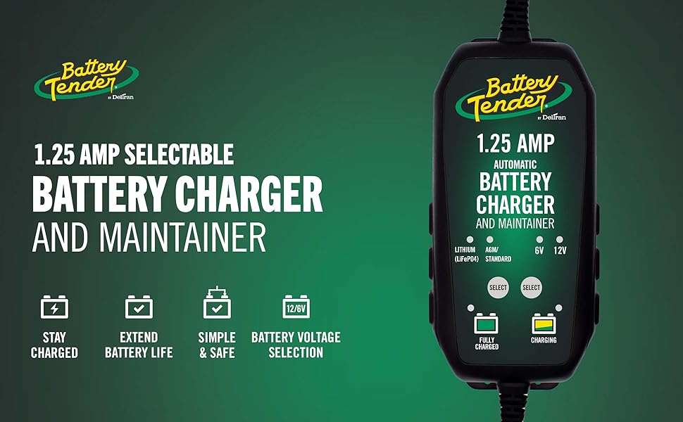 1.25 AMP Selectable Battery Charger and Maintainer Battery Tender