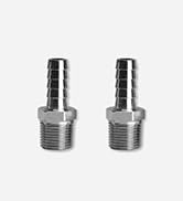 Beduan Stainless Steel 1/4" Hose Barb to 3/8" Male NPT Home Brew Fitting Water Fuel Air (Pack of 2)