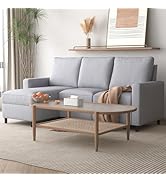coeztt Convertible Sectional Sofa Couch, L-Shaped Sofa with Linen Fabric, 3 Seat with Movable Ott...