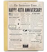 FANCYLUCKY Jumbo 40th Anniversary Cards Gifts for Women Men, Big 40 Year Anniversary Card Gift fo...