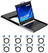 MT-VIKI 1U 19'' LCD KVM Console, 8 Port Rack Mount Monitor KVM VGA, 1280X1024@60Hz, Support OSD/H...