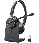 LEVN Wireless Headset, Wireless Headset with Mic for Work, (Noise Cancelling & Mute Button), Blue...