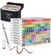 TenSine 130 Colors Alcohol Markers Set, Dual BrushTip Alcohol Based Marker Pens Tip &amp; Chisel Perf...