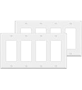 [2 Pack] BESTTEN 4 Gang Decor Wall Plate, Standard Size Unbreakable Polycarbonate Outlet and Swit...