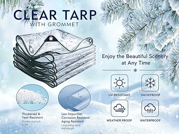 clear tarp with grommets 