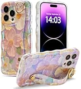 EYZUTAK Case with Hand Strap for iPhone 17 Pro Max, Colorful Oil Painting Flower Case with Wristb...