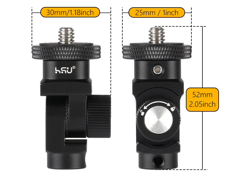 Aluminum 1/4”-20 Screw Hole 180° Rotation Camera Tripod Mount