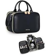 Prite Makeup Bag for Women, Large Capacity Waterproof Travel Cosmetic Organizer, Portable Open Fl...