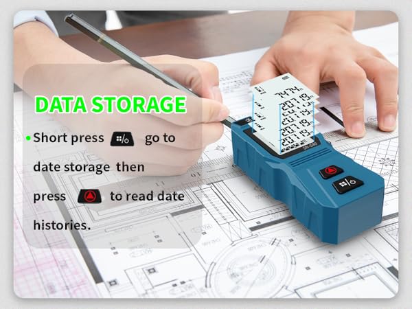 Data storage: short press to enter data, press to view history.