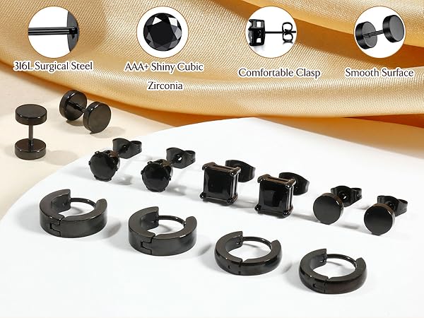 Surgical Steel Screw Flat Back Earrings