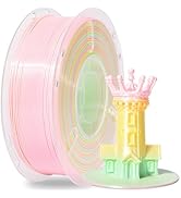 RAMBERY 3D Printer Filament 1KG Silk Rainbow PLA Filament Fast Color Change Toughness Upgraded 3D...