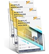 FLKQC 1 Pack Acrylic Brochure Holder 8.5 x 11 in, 3 Tier Brochure Display Stand with Removable Di...