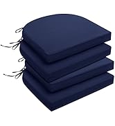 downluxe Outdoor Chair Cushions, Waterproof Round Corner Memory Foam Seat Cushions with Ties for ...