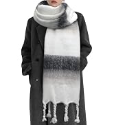 Pleneal Women's Winter Scarf, Large Chunky Scarf for Women and Men, Mohair Vintage Plaid scarf Ca...