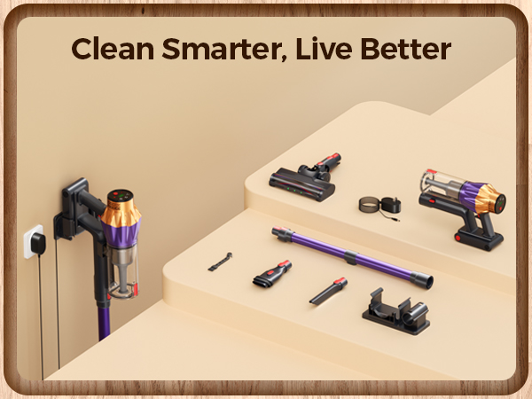 Complete cordless vacuum set with wall mount, accessories and storage for whole home care