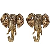 SOFFEE DESIGN 2PCS Metal Golden Coat Hook with Elephant Head Shape, Retro Decorative Wall Hooks f...