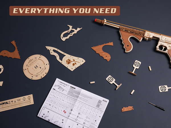 ROKR wooden gun building kits have 275 puzzles