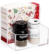 Noamus Acrylic Cocktail Napkin Holder, Clear Napkin Dispenser with Salt Pepper Shakers Caddy, Bev...