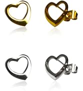 Gold and Silver Heart Earrings for Women Two Pack Small Heart Stud Earrings Womens Stud Earrings ...
