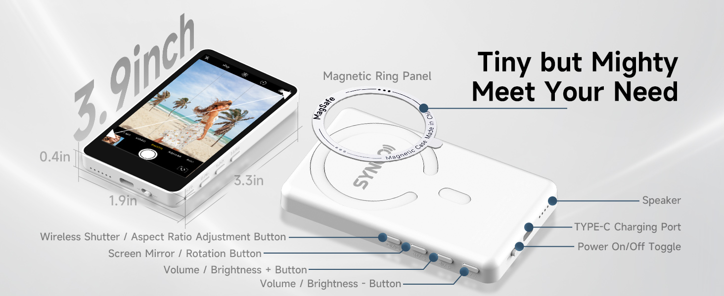 SYNCO Tiny but Mighty selfie monitor screen