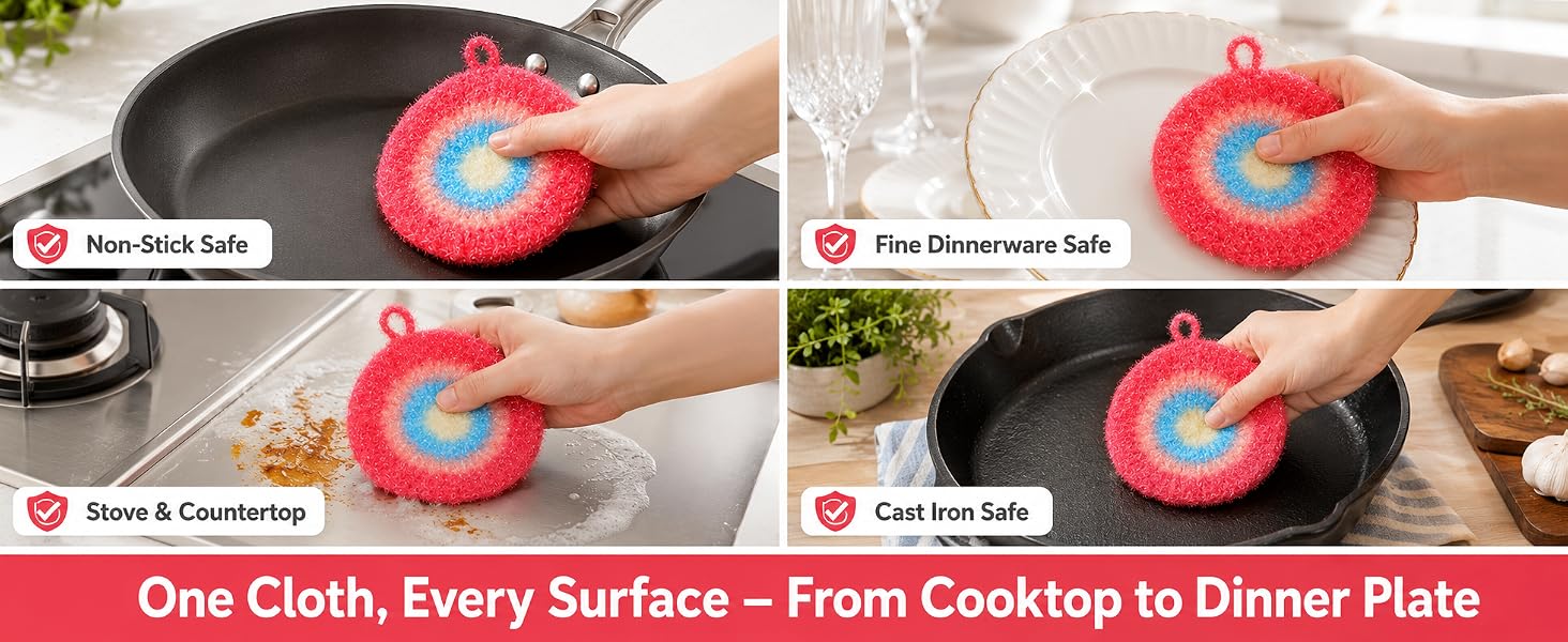 5 Pack Thickened Round Dish Scrubbers