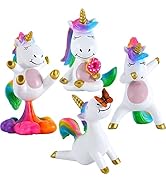 Mood Lab Miniature Unicorn Figurines Set - Funny Mini Statue Kit of 4 pcs - Unicorn Fairy Garden ...