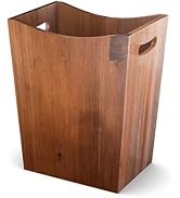deepredcoast Wood Waste Basket, 2 Gallon Rectangular Trash Can with Handles, Water-Resistant Lacq...