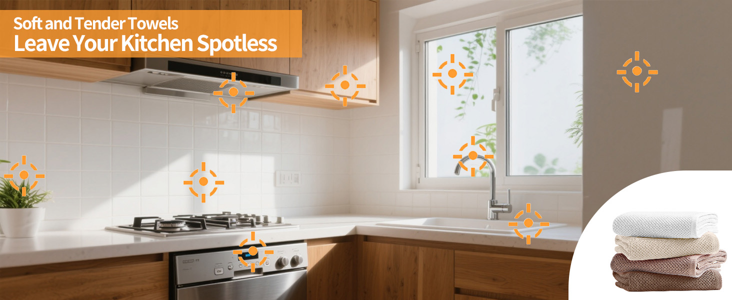 Text reads 'Image 2', 'Leave Your Kitchen Spotless'. Modern white kitchen interior with clean countertops and large windows providing natural light.