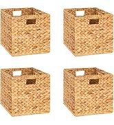 M4DECOR 10.5 x 10.5in Storage Cube, Wicker Storage Baskets for Shelves, Water Hyacinth Storage Ba...