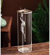 Insence-Stick Holder [Anti-Ash Flying], Modern Incense Burner Holder with Removable Glass Ash Cat...