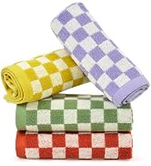 Cotton Wash Cloths Checkered 4 Pack 4 Colors - Bathroom Washcloths for Face Body Towels, 13 x 13 ...