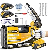 Mini Chainsaw, RLSOO 6-Inch Electric Chainsaw Cordless, Portable Small Handheld Chain Saw for Woo...