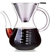 Unbreakable - Pour Over Coffee Maker with Double Stainless Filter 34 fl oz, Thickened Heat-Resist...