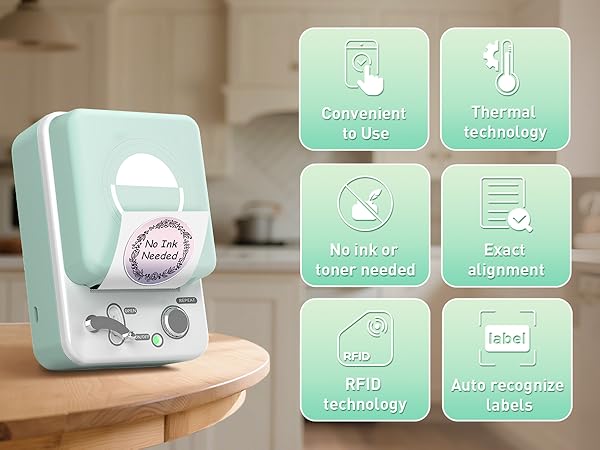 Thermal technology - No ink or toner needed; RFID technology - Auto recognize labels
