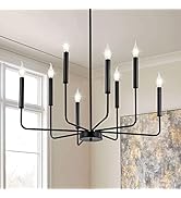 WOKNOS Modern Black Farmhouse Chandeliers, 8-Light Industrial Metal Chandelier Lighting, Classic ...