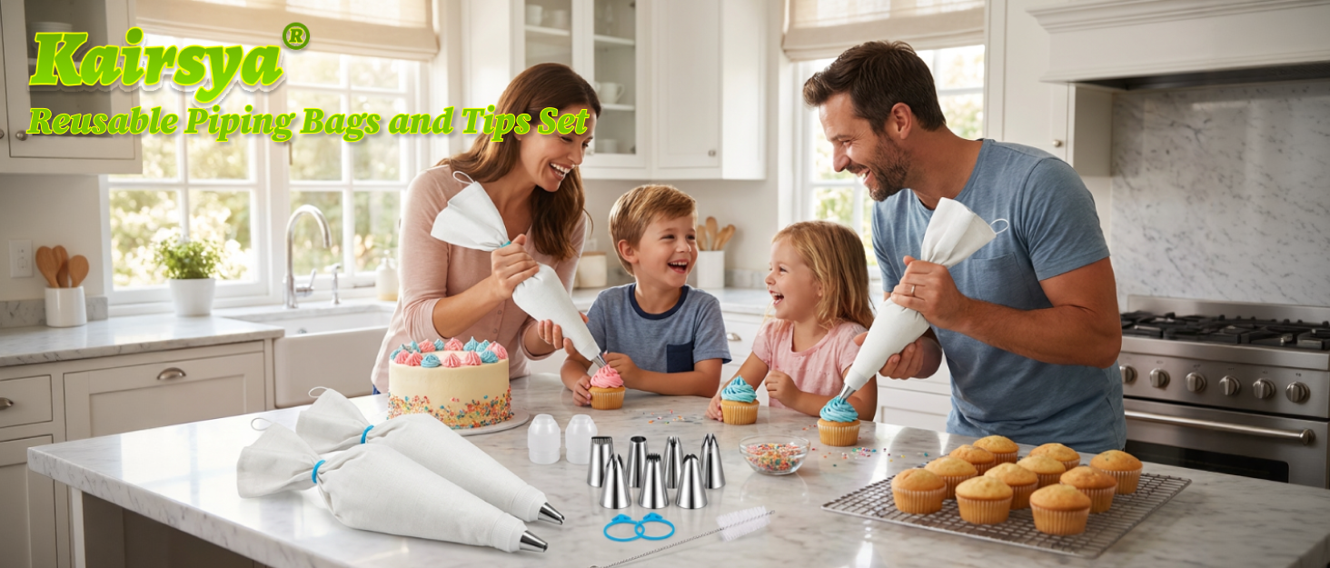 Reusable Piping Bags and Tips Set