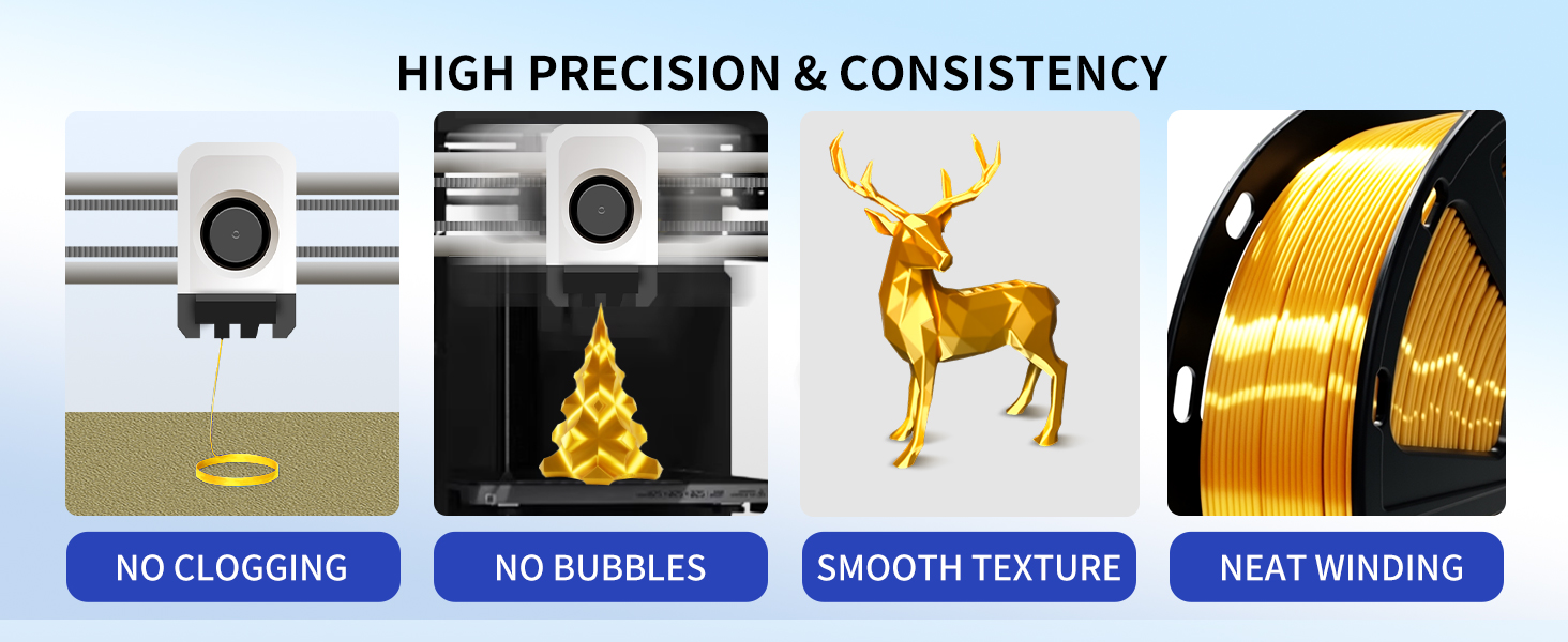 Glossy Silk PLA 3D Printer Filament 1.75mm